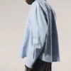 Boxy Long-Sleeved Cotton Poplin Shirt – Checked Blue