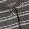 Boxy Long-Sleeved Henley T-Shirt – Striped Dark Grey