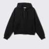 Boxy Midweight Zip Hoodie – Black