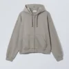 Boxy Midweight Zip Hoodie – Dusty Grey