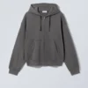 Boxy Midweight Zip Hoodie – off Black