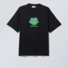 Boxy Printed Graphic T-Shirt – Black – the Frog is Here