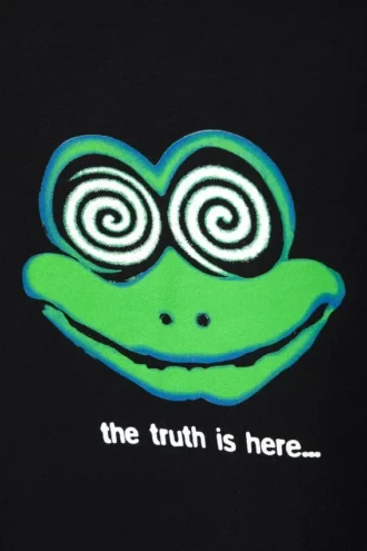 Boxy Printed Graphic T-Shirt – Black – the Frog is Here