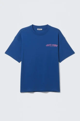 Boxy Printed Graphic T-Shirt – Bright Blue – Four Man Gang