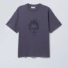 Boxy Printed Graphic T-Shirt – Dark Purple – Hello Man