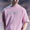 Boxy Printed Graphic T-Shirt – Pink