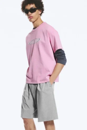 Boxy Printed Graphic T-Shirt – Pink