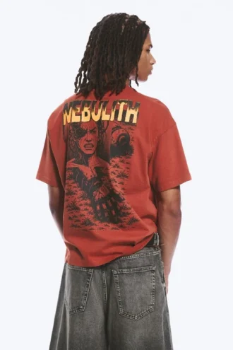 Boxy Printed Graphic T-Shirt – Red – Nebulith