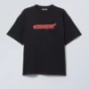 Boxy Printed Graphic T-Shirt – Washed Black – Space Knights