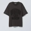 Boxy Printed Graphic T-Shirt – Washed Black – Stencil State