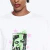 Boxy Printed Graphic T-Shirt – White – Face Off