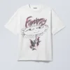 Boxy Printed Graphic T-Shirt – White – Fantazy Flower