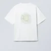 Boxy Printed Graphic T-Shirt – White – Green Symbol