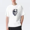 Boxy Printed Graphic T-Shirt – White – Robo Silver Face