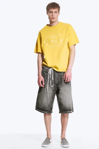Boxy Printed Graphic T-Shirt – Yellow – Italy
