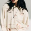 Boxy Printed Long-Sleeved Top – Light Beige – Street Print