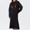Boxy Printed Long-Sleeved Top – Washed Black – Dragon Gaze