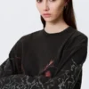 Boxy Printed Long-Sleeved Top – Washed Black – Dragon Gaze