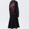 Boxy Printed Long-Sleeved Top – Washed Black – Dragon Gaze