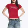Boxy Printed Short-Sleeved T-Shirt – Red – Communication