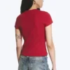 Boxy Printed Short-Sleeved T-Shirt – Red – Communication