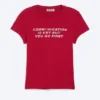 Boxy Printed Short-Sleeved T-Shirt – Red – Communication