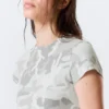 Boxy Printed Short-Sleeved T-Shirt – White – Camo