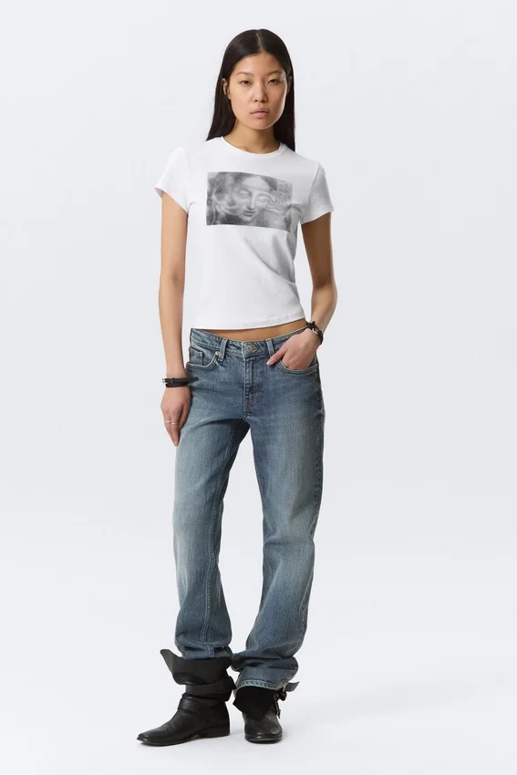 Boxy Printed Short-Sleeved T-Shirt – White – Misty Face Boxy Printed Short-Sleeved T-Shirt – White – Misty Face