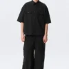 Boxy Short-Sleeved Cotton Shirt – Black