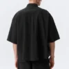 Boxy Short-Sleeved Cotton Shirt – Black