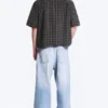 Boxy Short-Sleeved Cotton Shirt – Checked Black