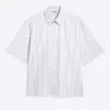 Boxy Short-Sleeved Cotton Shirt – Striped Light Dusty Beige