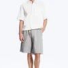 Boxy Short-Sleeved Cotton Shirt – White