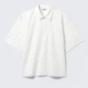 Boxy Short-Sleeved Cotton Shirt – White
