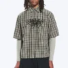 Boxy Short-Sleeved Graphic Shirt – Checked Green – Spyder