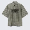 Boxy Short-Sleeved Graphic Shirt – Checked Green – Spyder