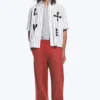 Boxy Short-Sleeved Graphic Shirt – White & Black Stripes