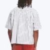 Boxy Short-Sleeved Graphic Shirt – White & Black Stripes