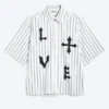 Boxy Short-Sleeved Graphic Shirt – White & Black Stripes