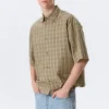 Boxy Short-Sleeved Shirt – Checked Beige