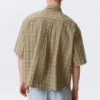 Boxy Short-Sleeved Shirt – Checked Beige
