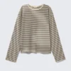 Boxy Sleeve T-Shirt – Striped Black
