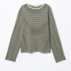 Boxy Sleeve T-Shirt – Striped Khaki