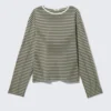 Boxy Sleeve T-Shirt – Striped Khaki