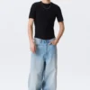 Boxy Slim Fit Ribbed T-Shirt – Black