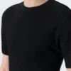 Boxy Slim Fit Ribbed T-Shirt – Black