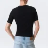 Boxy Slim Fit Ribbed T-Shirt – Black