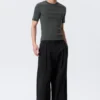 Boxy Slim Fit Ribbed T-Shirt – Washed Dark Mole