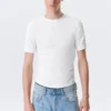 Boxy Slim Fit Ribbed T-Shirt – White