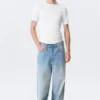 Boxy Slim Fit Ribbed T-Shirt – White